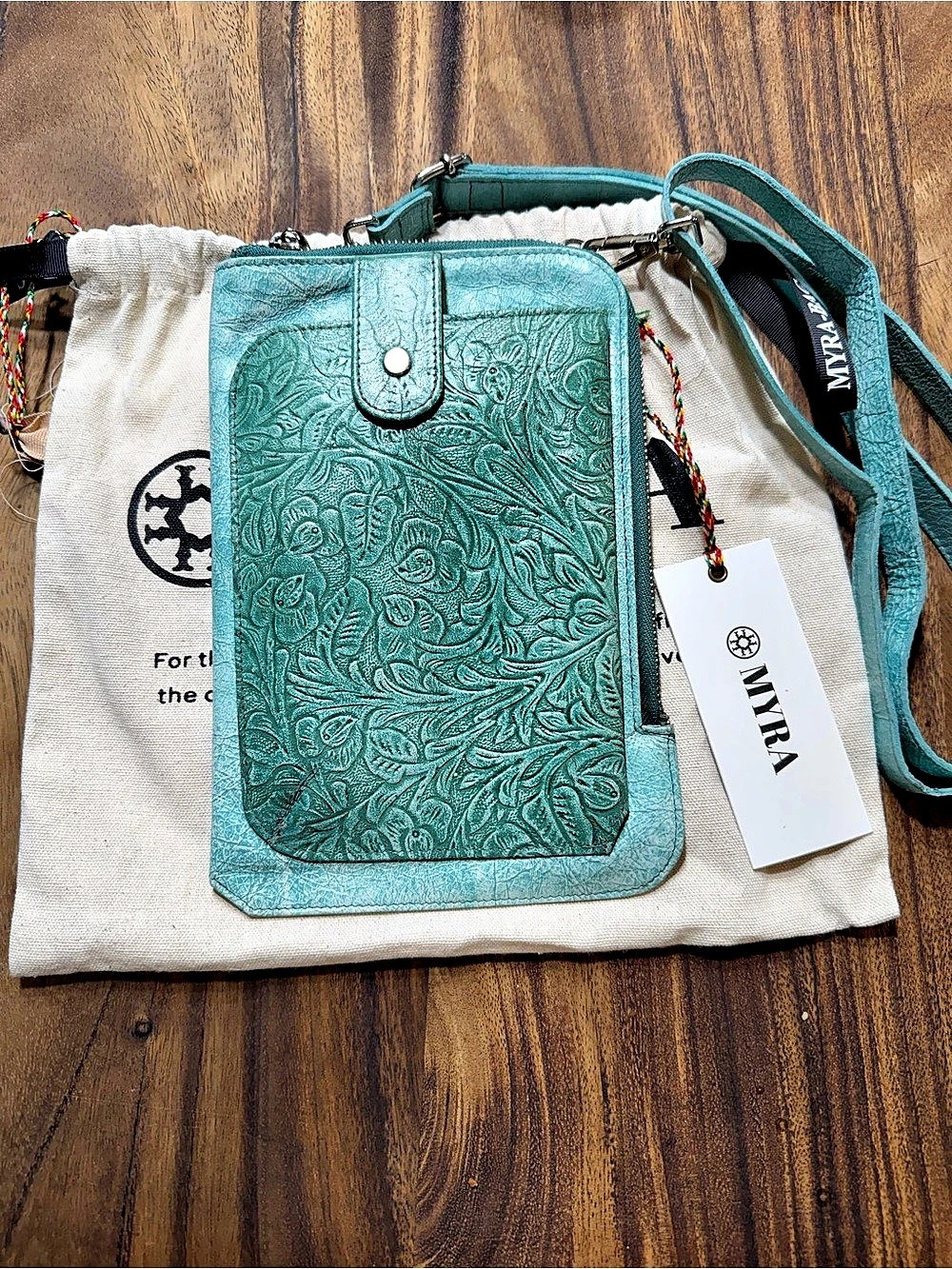 Myra Embossed Crossbody Bag in Teal Green
NWT